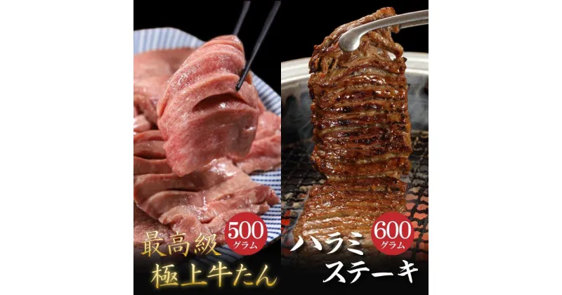 【ふるさと納税】肉厚牛たん (タン元) 500g と 牛ハラミステーキ 600g 焼肉 やまなか家 牛肉 冷凍 BBQ アウトドア 母の日 父の日 お中元 お土産 贈り物 ご贈答 KYフーズ（K6-032）