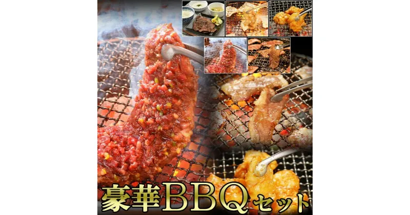 【ふるさと納税】やまなか家の豪華BBQセット1kg (G-013) 冷凍 牛ハラミステーキ 国産牛カルビ 牛たん 三元豚カルビ 牛ホルモン たれ（G-013）