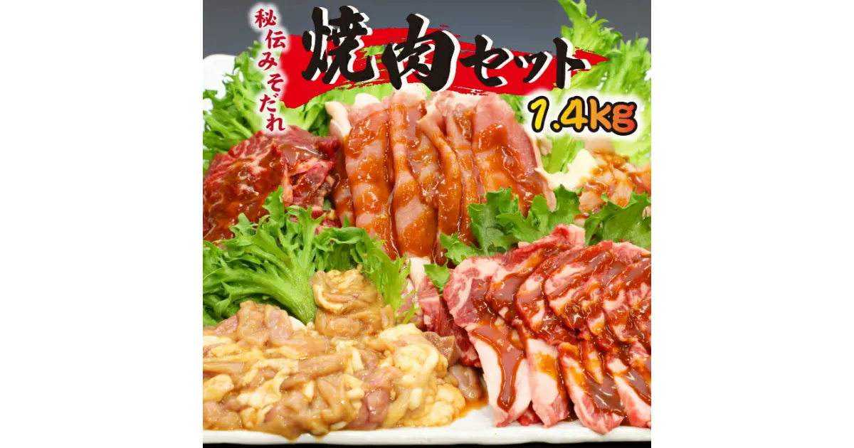 【ふるさと納税】 肉のささき 秘伝のみそだれ 焼肉セット 5種類 計1.4kg ／ 食べ比べ 味付き 味噌だれ 牛カルビ 豚ロース 鶏むね 生ラム 豚ホルモン 焼肉 焼き肉 BBQ バーベキュー 肉炒め 味付け肉 みそだれ 牛肉 豚肉 鶏肉 羊肉 お肉 簡単調理 5種 岩手県 八幡平市 送料無料