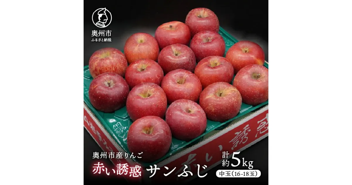 【ふるさと納税】 奥州市産りんご 赤い誘惑「サンふじ」 中玉約5kg 16-18玉 優品 フルーツ 果物 1箱 [AQ077]