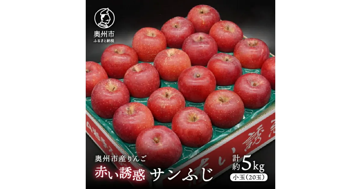 【ふるさと納税】 奥州市産りんご 赤い誘惑「サンふじ」 小玉約5kg 20玉 優品 フルーツ 果物 1箱 [AQ078]