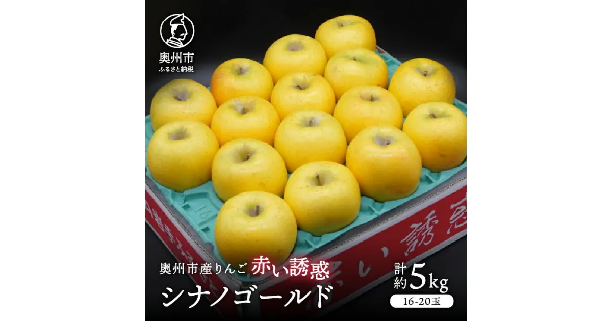 【ふるさと納税】 奥州市産りんご 赤い誘惑「シナノゴールド」約5kg 16-20玉 秀品 フルーツ 果物 1箱 [AQ084]