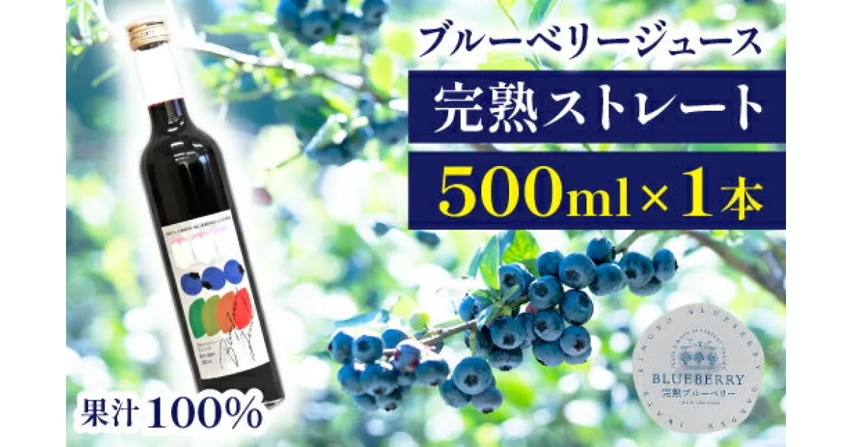 【ふるさと納税】ブルーベリー ジュース ストレート 果汁100％ ブルーベリージュース 500ml 果物 くだもの fruit フルーツ 自社農園 濃厚 果実 果実飲料 ドリンク 果汁 デザート フルーツジュース 完熟ブルーベリー【岩手林業株式会社】 岩手県 滝沢市 送料無料