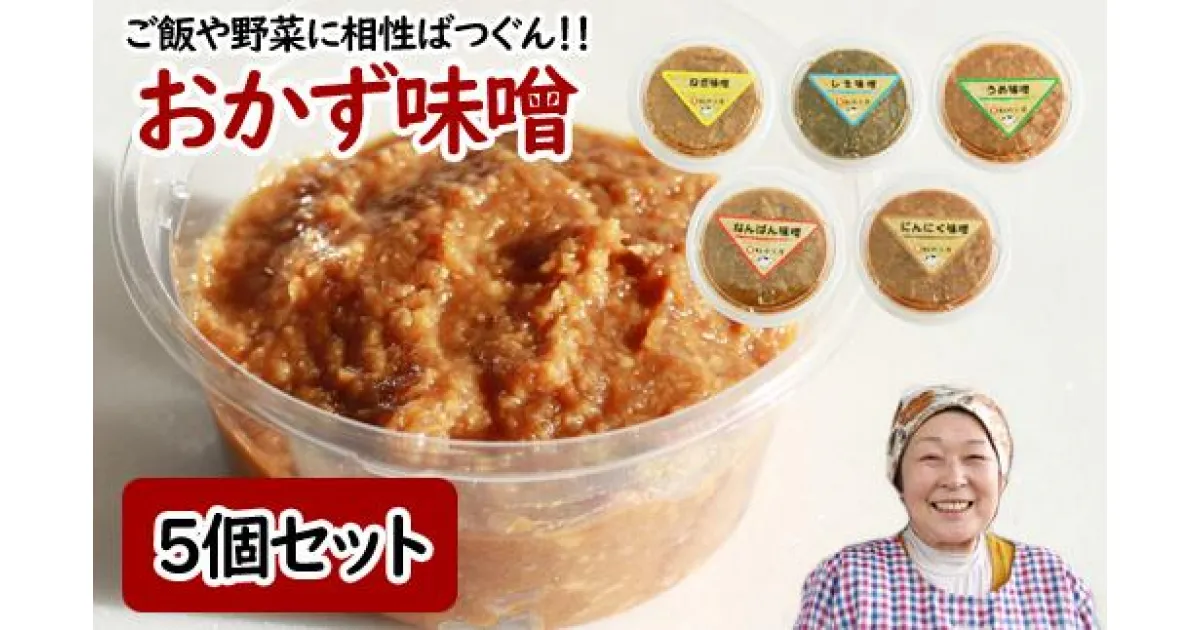 【ふるさと納税】おかず味噌5個セット おかず 味噌 みそ ミソ 味付き味噌 あじつき セット 南蛮 なんばん 唐辛子 梅 うめ ウメ 紫蘇 しそ シソ にんにく ニンニク ねぎ ネギ ご飯のお供 おとも 自家製 自家製味噌 自家製麹 【食・虹の工房】岩手県 滝沢市 送料無料