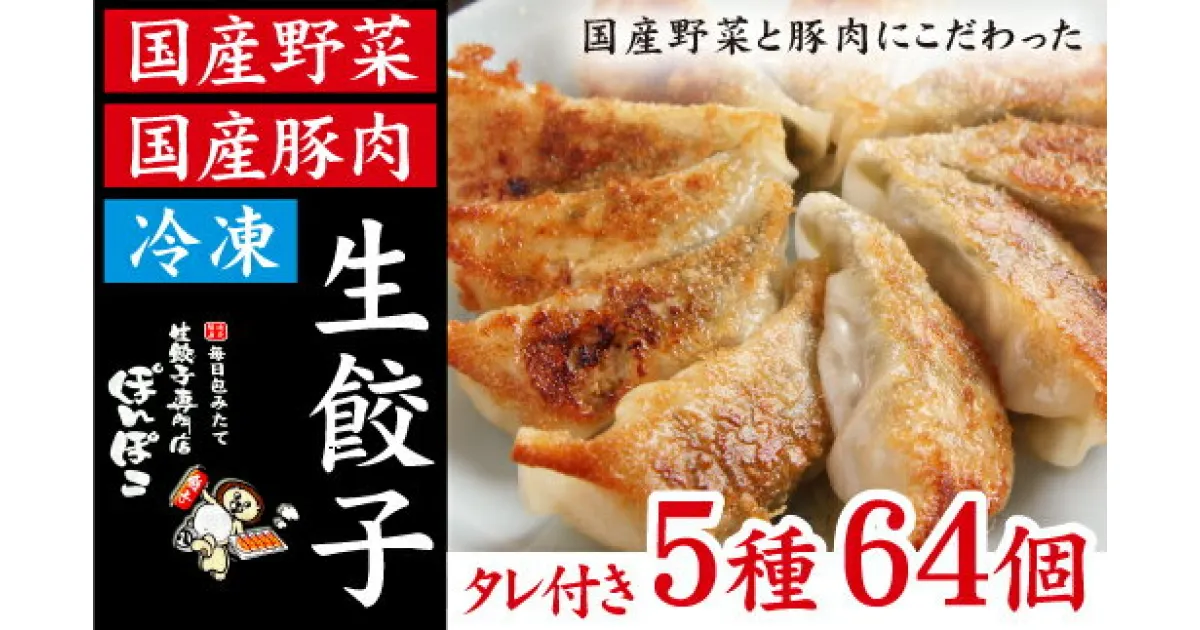 【ふるさと納税】餃子 ぎょうざ ギョーザ 冷凍 生餃子 5種類 64個 (餃子のタレ付) 食べ比べ セット 国産野菜 国産豚肉 総菜 おかず おつまみ 中華 冷凍食品 ニンニク ニンニク抜き 青紫蘇 柚子胡椒 チーズ パリッと もっちり 焼くだけ 簡単 岩手県 滝沢市 送料無料