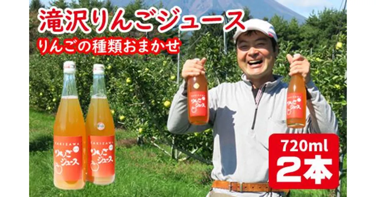 【ふるさと納税】りんごジュース 720ml リンゴ 林檎 アップルジュース 滝沢りんごジュース 2本 セット （5種類の中から種類おまかせ） 種類 おまかせ 品種 ランダム ジュース おやつ 飲み物 果物 くだもの フルーツジュース【小山田果樹園】 岩手県 滝沢市 送料無料