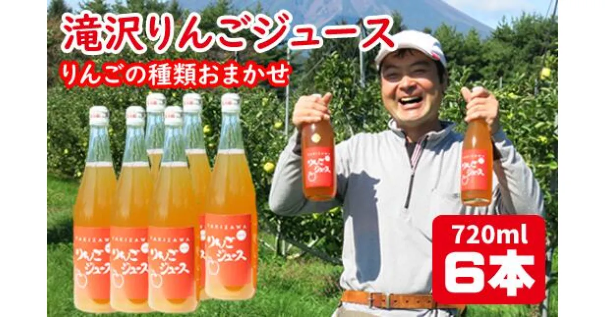 【ふるさと納税】りんごジュース 720ml リンゴ 林檎 アップルジュース 滝沢りんごジュース 6本 セット （5種類の中から種類おまかせ） 種類 おまかせ 品種 ランダム ジュース おやつ 飲み物 果物 くだもの フルーツジュース【小山田果樹園】 岩手県 滝沢市 送料無料