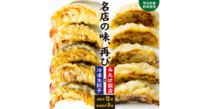 【ふるさと納税】 雫石町産野菜使用！ 冷凍生餃子 肉餃子 12個 えび餃子 9個 計21個 ／ 岩手県 雫石町 野菜 肉 海老 惣菜 中華 焼き餃子 水餃子 特大 手作り ウシエビ 期間限定 おかず 時短 冷食 冷凍食品 ごはん おつまみ ぎょうざ ギョウザ ギョーザ 送料無料 みたけ飯店