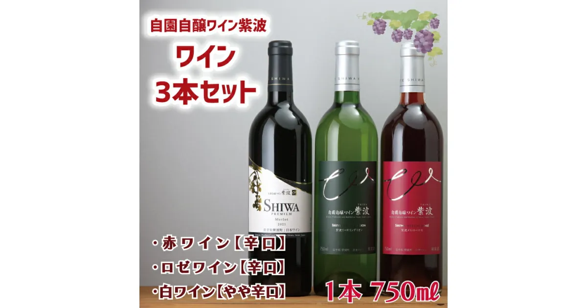 【ふるさと納税】産地限定 ワインぶどう品種使用 ワイン3本セット【自園自醸ワイン紫波】 ふるさと納税 紫波町産 テロワール ワイン （AL039-1）