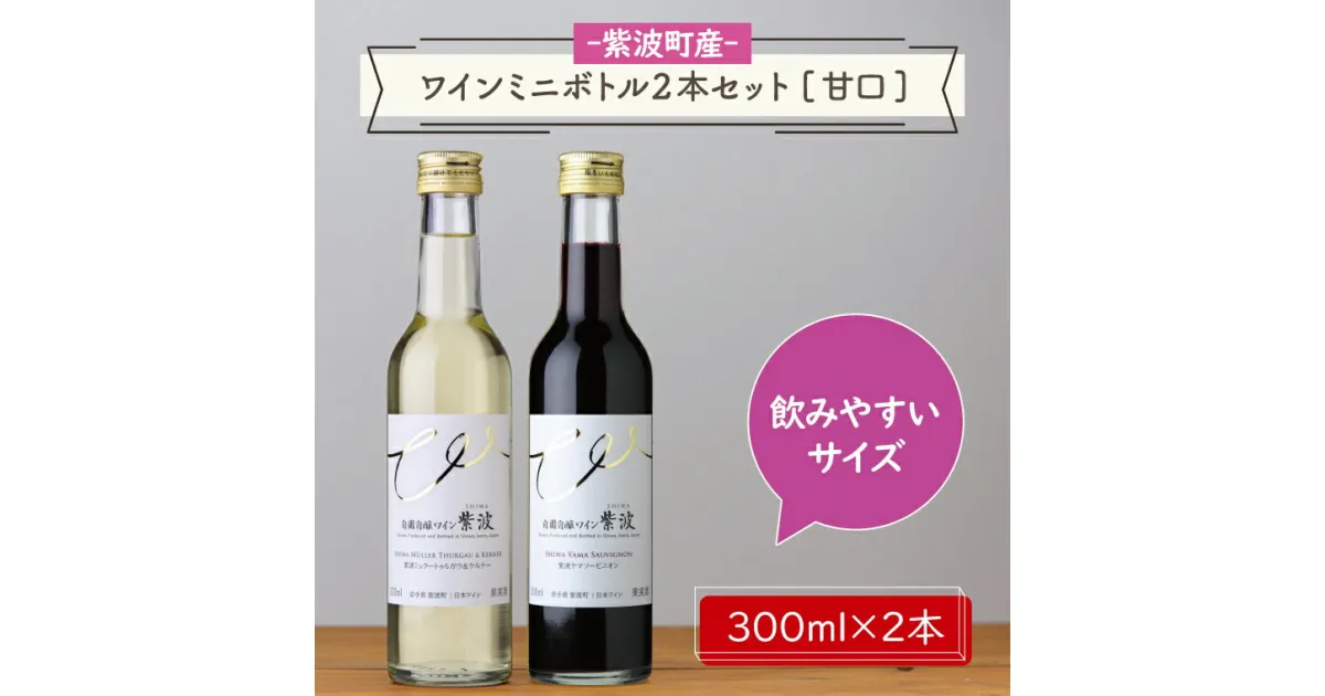 【ふるさと納税】産地限定 ワインぶどう品種使用 ワインミニボトル2本セット[甘口] ふるさと納税 紫波町産 テロワール ワイン （AL057-2）