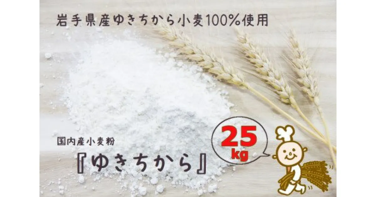 【ふるさと納税】パン作りにオススメ！ゆきちから25kg　岩手県産ゆきちから100％の自慢の国産強力粉