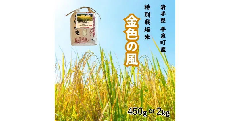 【ふるさと納税】 【令和6年産】平泉町産 金色の風 50％減薬 体に優しい特別栽培米 450g or 2kg / 米 こめ 白米 お弁当 ギフト プレゼント お祝い ギフト プレゼント ご挨拶 敬老の日 年末年始 お供え 手土産 感謝【選べる容量】