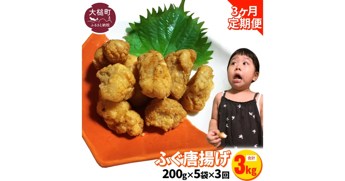 【ふるさと納税】【 3ヶ月 定期 】ふぐ 唐揚げ ( 200g × 5袋 ) 小分け 1000g 水揚げ 河豚 ふぐ フグ 骨抜き おかず 副菜 おつまみ 肴 食品 返礼品 ふるさと納税 故郷 納税 岩手県 大槌町 三陸