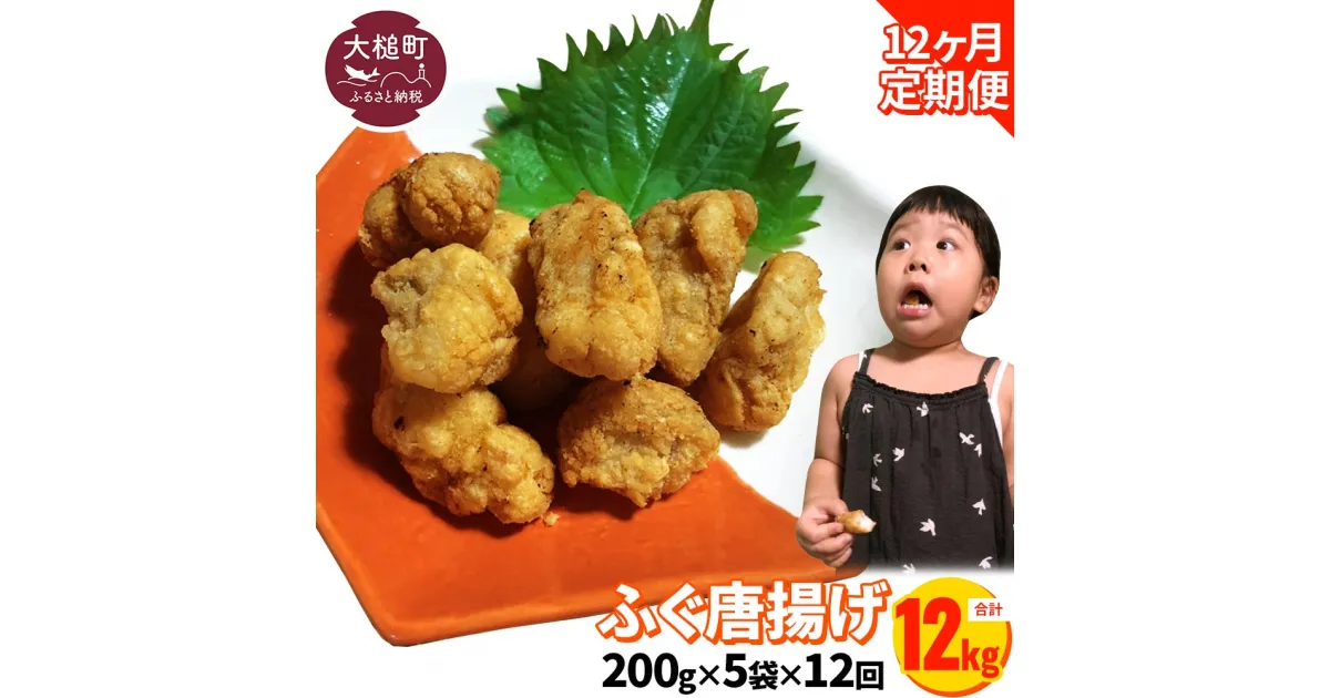 【ふるさと納税】【 12ヶ月 定期 】ふぐ 唐揚げ ( 200g × 5袋 ) 小分け 1000g 水揚げ 河豚 ふぐ フグ 骨抜き おかず 副菜 おつまみ 肴 食品 返礼品 ふるさと納税 故郷 納税 岩手県 大槌町 三陸