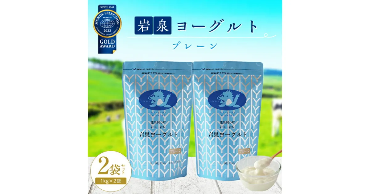 【ふるさと納税】 岩泉ヨーグルト 2袋 セット ( プレーン 1kg × 2袋 )_ ヨーグルト 乳製品 高評価 人気 美味しい 【配送不可地域：離島】【1245863】