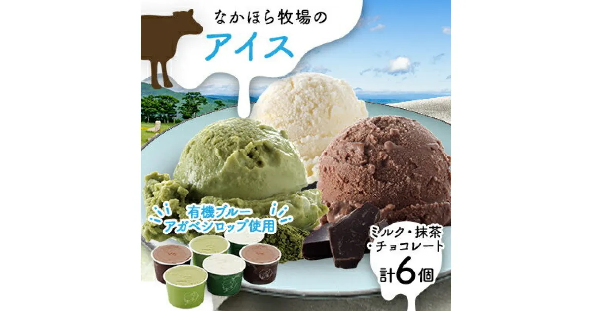 【ふるさと納税】なかほら牧場のアイス6個セット(ミルク、抹茶、チョコレート)【配送不可地域：離島】【1407896】