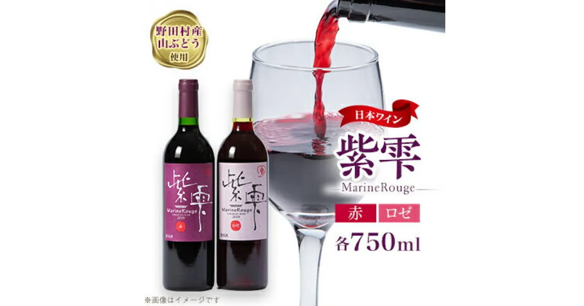 【ふるさと納税】山葡萄ワイン 紫雫～Marine Rouge～セット(赤・ロゼ)750ml×各1本【1487281】