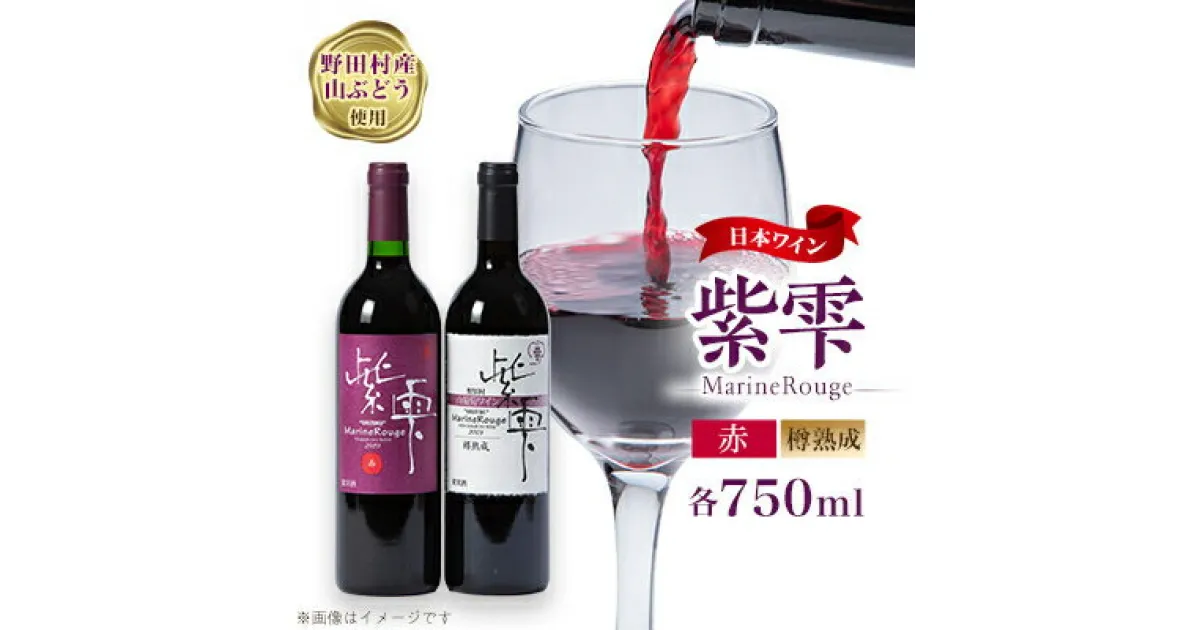 【ふるさと納税】山葡萄ワイン 紫雫～Marine Rouge～セット(赤・樽熟成)750ml×各1本【1487285】