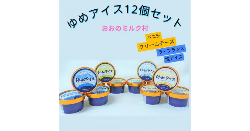 【ふるさと納税】おおのミルク村 ゆめアイス12個セット（バニラ・クリームチーズ・塩バニラ・ラフランス）4種類×3個