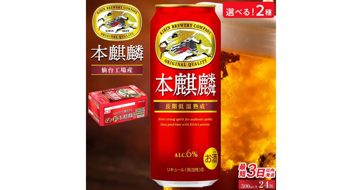 【ふるさと納税】【仙台工場産】キリン 本麒麟 500ml×24缶 1ケース／6ヶ月定期便【定期便・お酒・ビール・キリン】