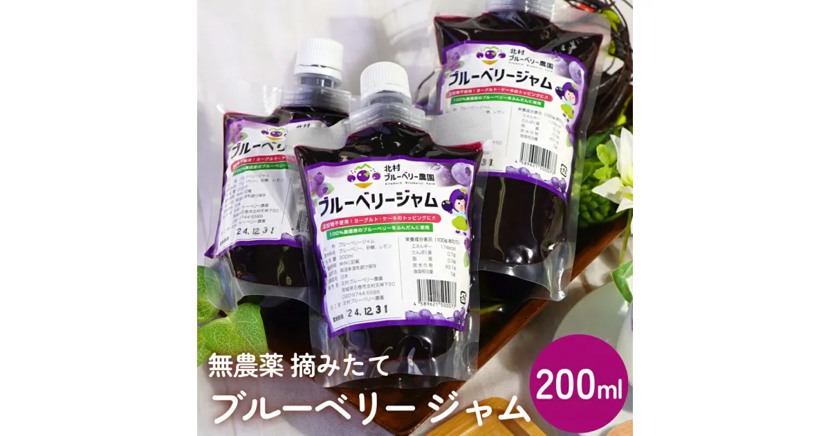 【ふるさと納税】ブルーベリージャム 200ml 無添加 摘みたて 手作り 果実 100% アントシアニン トッピング