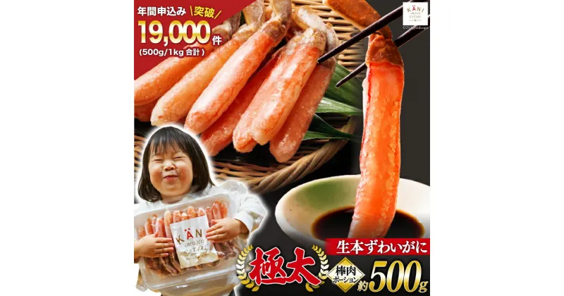 【ふるさと納税】極太 生本ずわいがに 棒肉ポーション 約500g 13本〜20本入り 殻剥き不要 ! 脚肉のみ ! [カネダイ 宮城県 気仙沼市 20564334] 蟹 かに カニ ずわいがに ズワイガニ ずわい蟹 ズワイ蟹 カニ脚 蟹脚 カニ棒肉 感想