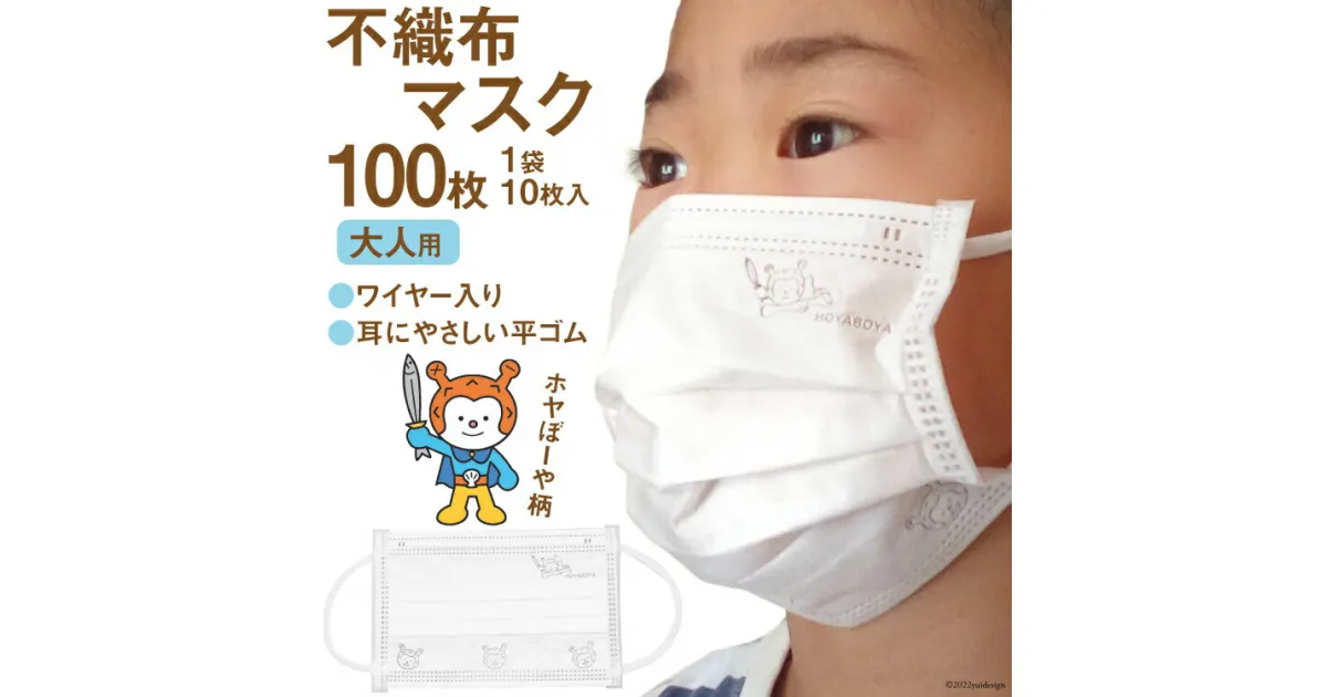 【ふるさと納税】マスク 不織布 大人用 計100枚(10枚入×10袋) ホヤぼーや [気仙沼市物産振興協会 宮城県 気仙沼市 20563655] ワイヤー入り キャラクター 感想