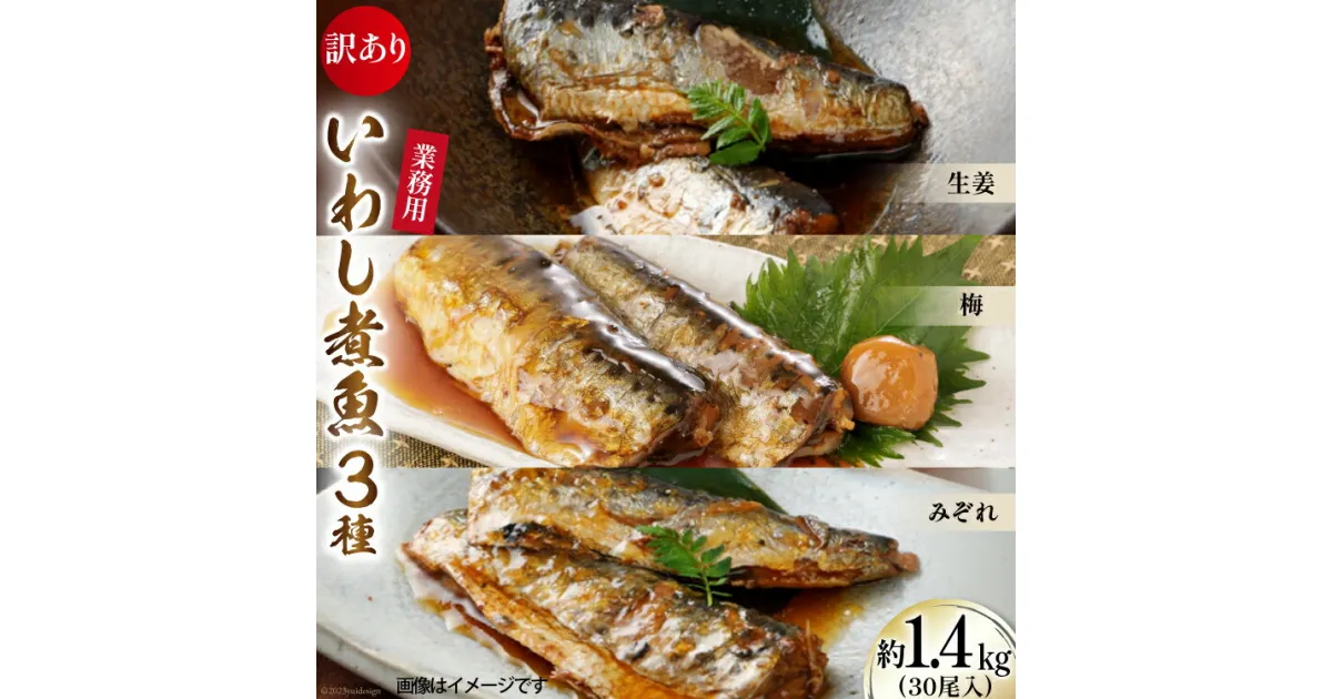 【ふるさと納税】訳あり 業務用 いわし煮魚 3種×10尾 計30尾入 約1.4kg 簡易包装 [カネダイ 宮城県 気仙沼市 20564345] 生姜煮 梅肉煮 みぞれ煮 国産 冷凍 訳アリ 海鮮 魚 冷凍 おかず 焼き魚 簡単 時短 高級 魚介 海鮮 感想