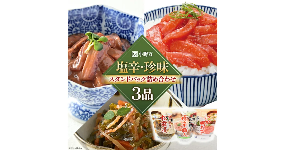 【ふるさと納税】塩辛・珍味 スタンドパック 詰め合わせ 3品セット [小野万 宮城県 気仙沼市 20564629] いか 塩辛 珍味 おつまみ おかず イカ