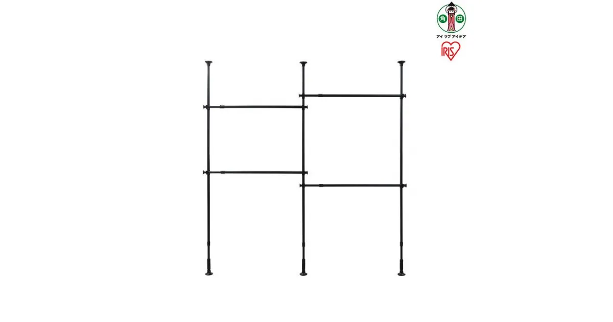 【ふるさと納税】壁面収納 つっぱり 薄型 ハンガーラック ワードローブ 突っ張りワードローブ TWR3-2630 | 突っ張り棒 棚 突っ張りラック ハンガースタンド 物干し 伸縮 調整可能 衣類収納 洋服収納 アイリスオーヤマ ブラック 人気