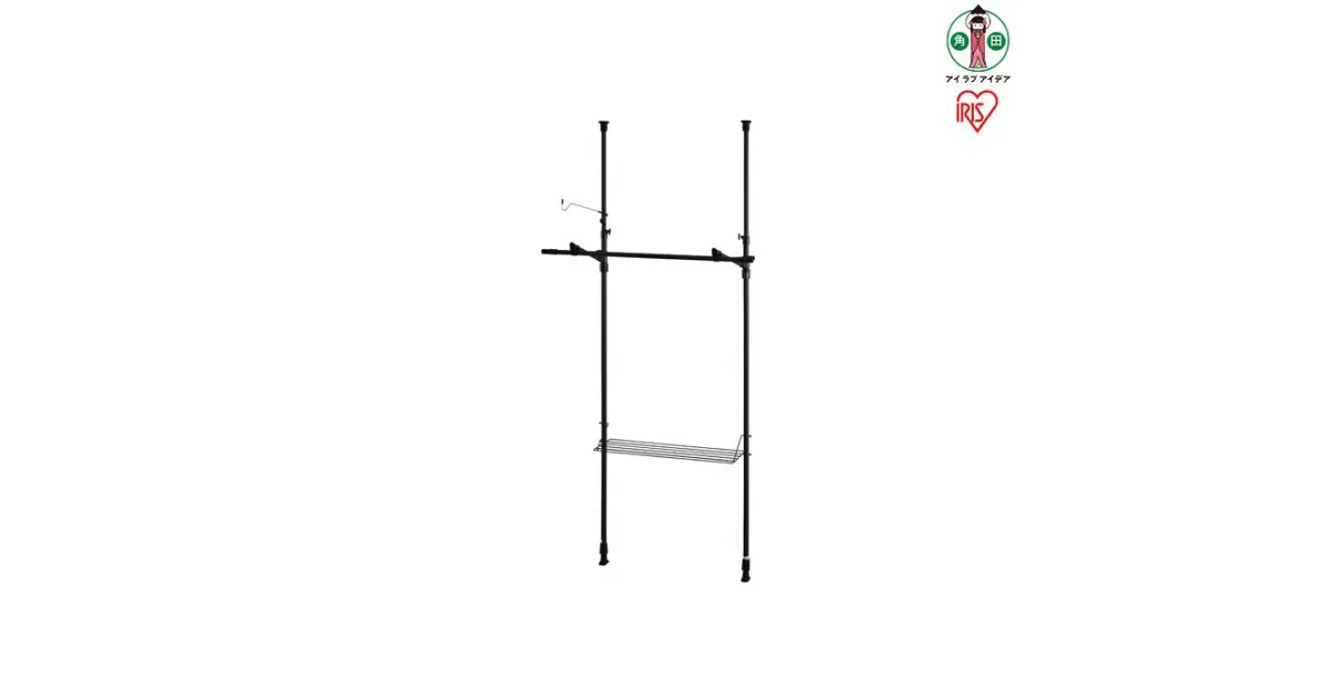 【ふるさと納税】つっぱり物干し 2本タイプ 物干し 突っ張り 物干し竿 物干しスタンド つっぱり棒 つっぱり棚 つっぱり収納 室内 洗濯物干し 物干し台 ランドリーラック ハンガーラック TPM-2 ブラック