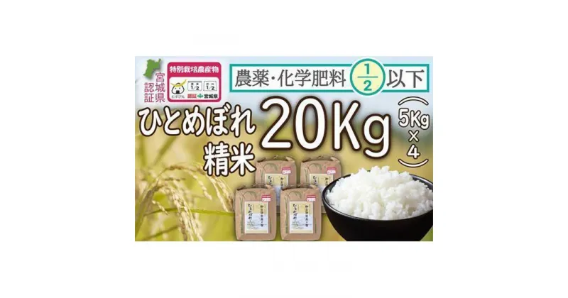 【ふるさと納税】新米 特別栽培米 ひとめぼれ 精米 20kg (5kg×4) 宮城県登米市産【令和6年度産】 農薬・化学肥料節減米 宮城県認証 白米 うるち米 20キロ