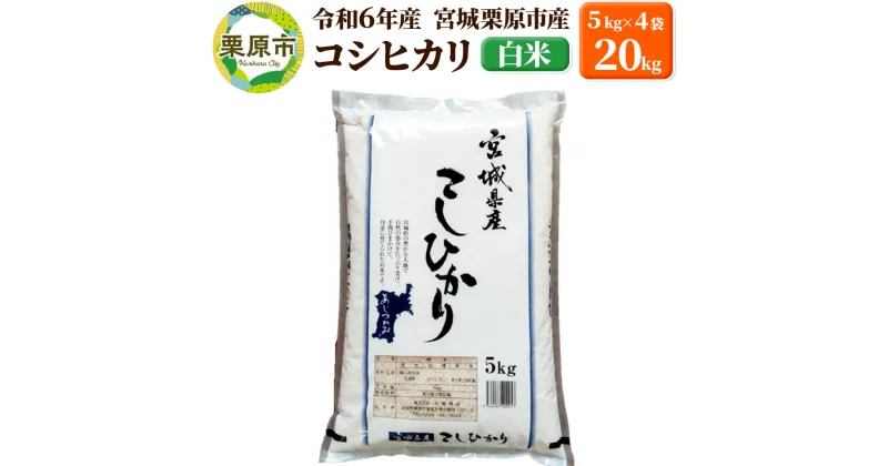 【ふるさと納税】【令和6年産・白米】宮城県栗原市産 コシヒカリ 20kg (5kg×4袋)