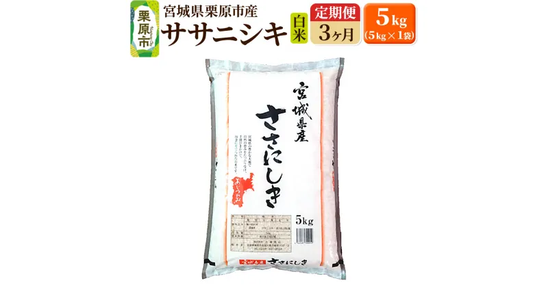 【ふるさと納税】《定期便3ヶ月》【令和6年産・白米】宮城県栗原産 ササニシキ 毎月5kg (5kg×1袋)×3ヶ月