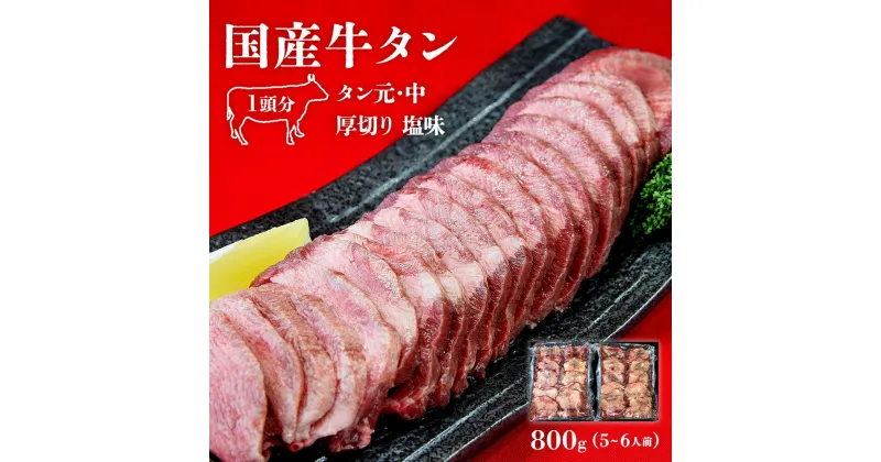 【ふるさと納税】牛タン 国産 牛タン 厚切り 800g（400g×2）冷凍 小分け 国産原料 たん元 たん中 厚切り 牛たん塩味 焼肉 バーベキュー BBQ 父の日 宮城県 東松島市 L