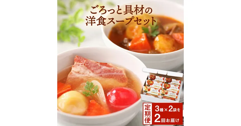 【ふるさと納税】 スープ ＜2ヶ月 定期便＞ ごろっと具材の洋食 スープセット 国産野菜 3種6食セット 常温保存 個包装 ポトフ スープカレー シチュー レトルト 国産 常温保存 惣菜 洋風スープ ローリングストック レンジアップ 宮城県 東松島市 オンラインワンストップ E