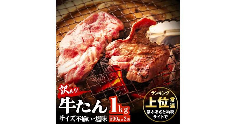 【ふるさと納税】 訳あり 牛たん 1kg（500g×2）発送月が選べる 塩味 切落し 規格外 サイズ不揃い 家庭用 切り落とし 切り落し 冷凍 牛タン 小分け バーベキュー 焼肉 BBQ オンラインワンストップ 自治体マイページ 宮城県 東松島市