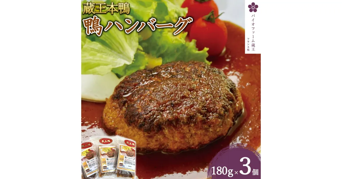 【ふるさと納税】蔵王本鴨 鴨ハンバーグ180g×3個 （計540g）　【04301-0129】