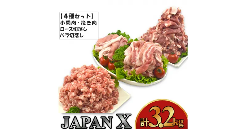 【ふるさと納税】≪レビューキャンペーン≫豚肉 小分け 切り落し JAPAN X 豚肉バラエティセット 3.2kg 切落し スライス ミンチ 送料無料 肉 グルメ 人気 冷凍 時短 国産 【04301-0366】 ふるさと納税宮城県 ふるさと納税蔵王町