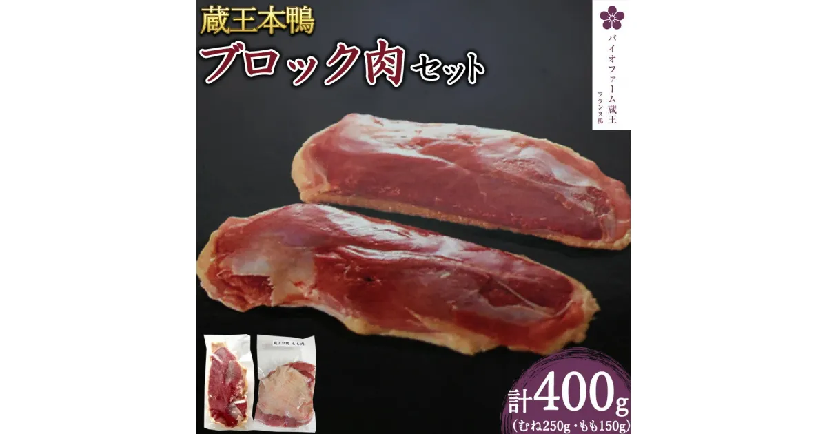 【ふるさと納税】蔵王産　本鴨ブロック肉セット　計400g（むね肉250g・もも肉150g）【04301-0381】