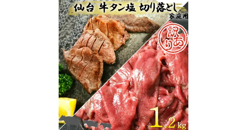 【ふるさと納税】牛タン 訳あり 小分け タン塩 塩牛タン 仙台牛タン 薄切り 切り落とし 切落し 不揃い たっぷり タン先 タン元 仙台・牛タン（塩味）切り落とし（家庭用）1.2kg 牛肉 肉 焼肉 BBQ 塩味 訳あり品 【04301-0562】