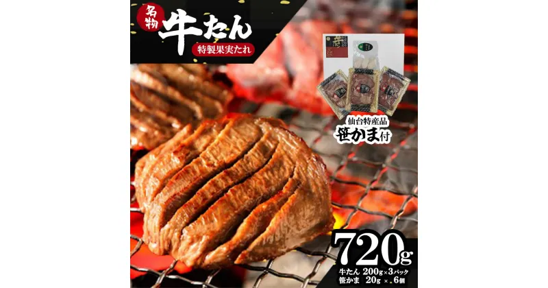 【ふるさと納税】蔵王福膳・柔らか牛タン（特製果実たれ）600g・笹かま120g付　【04301-0565】 宮城県 蔵王町 福一