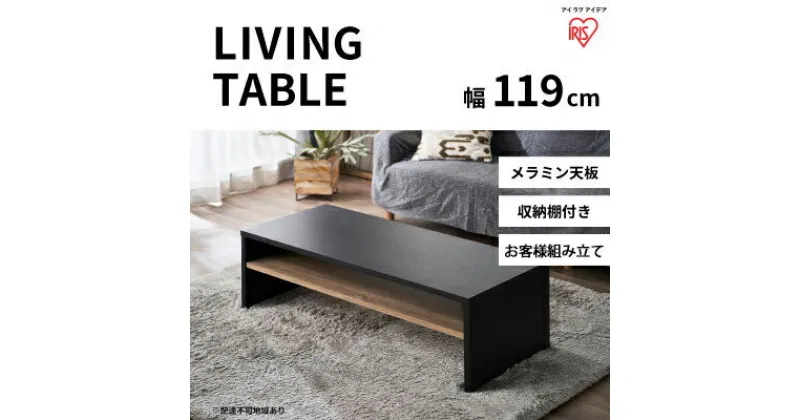 【ふるさと納税】リビングテーブル ブラック LTB-1190W　 インテリア 家具 シンプル メラミン樹脂加工 収納棚付き AVボード 黒