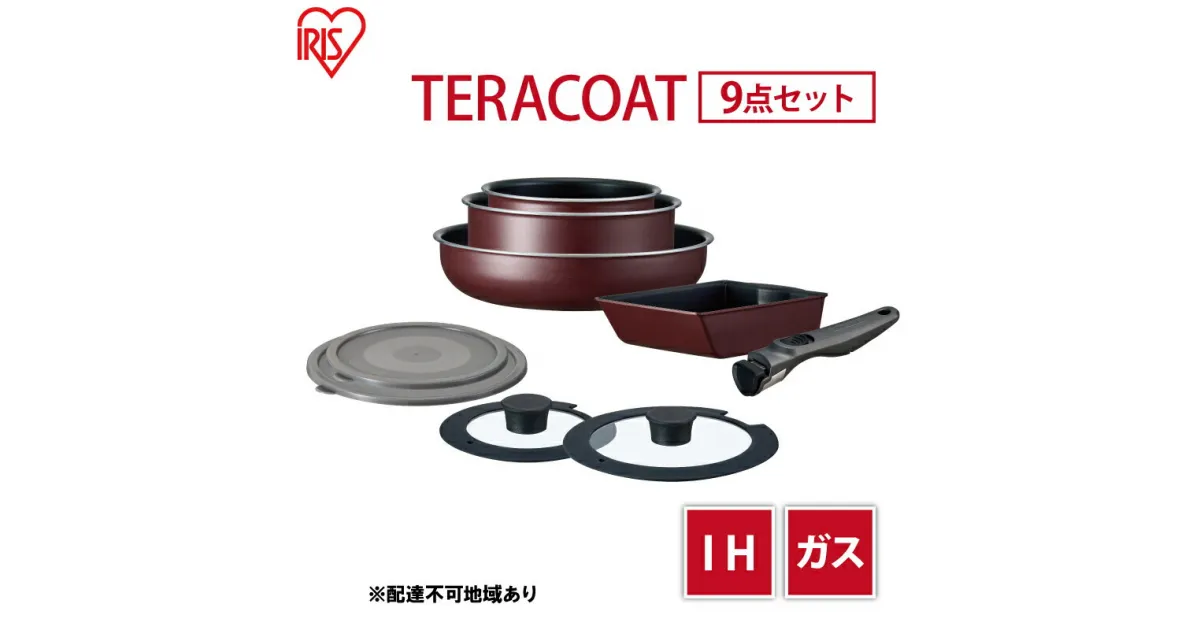 【ふるさと納税】フライパン セット TERACOAT 9点セット EHDC-T9S アイリスオーヤマ IH ih ガス IH対応 鍋 卵焼き器 エッグパン 蓋 取っ手 取っ手が取れる 調理器具 フライパンセット 母の日 ギフト 母の日ギフト プレゼント 贈答品 贈答 贈り物　 大河原町