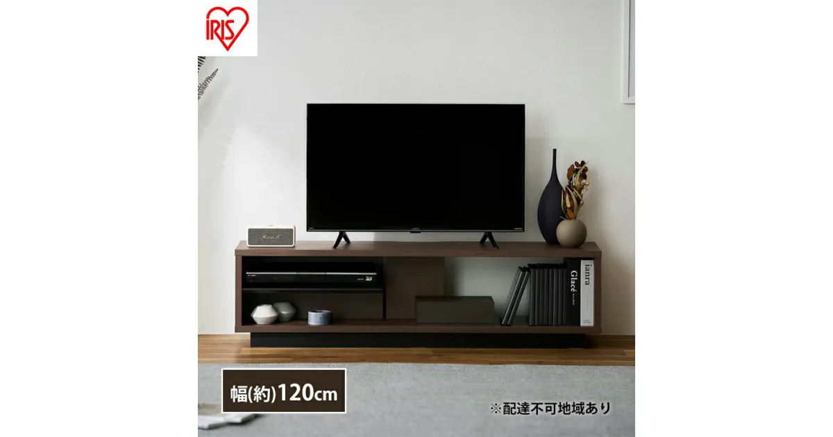 【ふるさと納税】テレビ台 ローボード 幅120 TV台 OTS-120SR ウォールナット/ブラック アイリスオーヤマ 木製 テレビボード テレビラック AVボード 収納 ラック スリム 薄型 45V 50V 45型 50型　大河原町