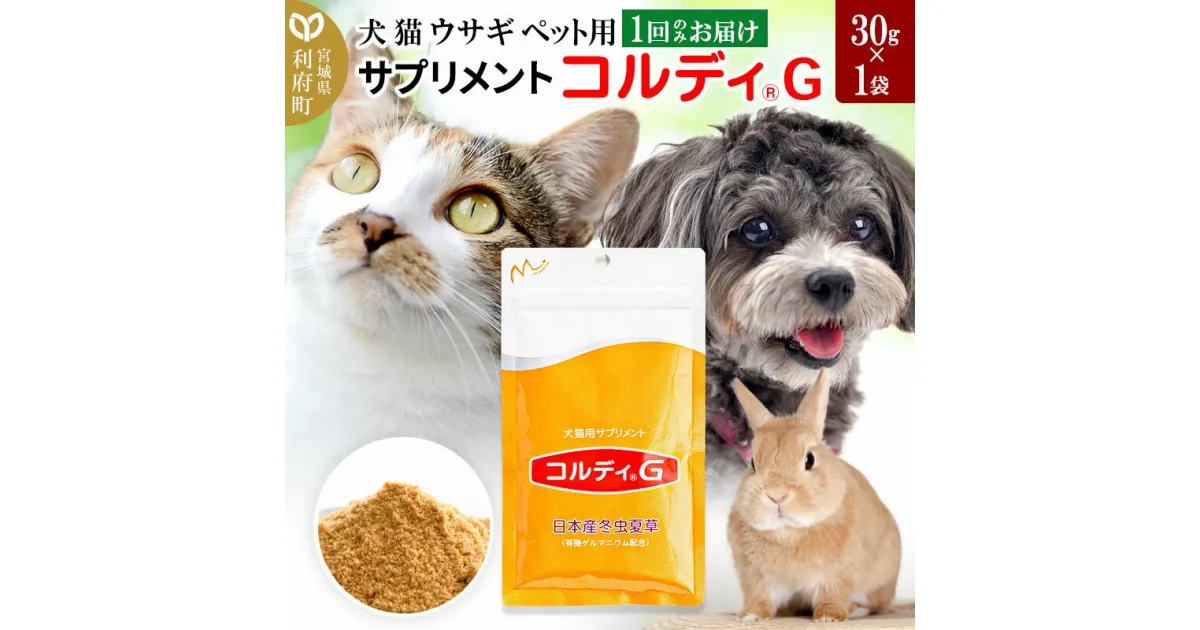 【ふるさと納税】犬 猫 ウサギ いつものエサにプラス！ペット用サプリメント(コルディG) 30g×1袋 冬虫夏草 パウダー 粉末