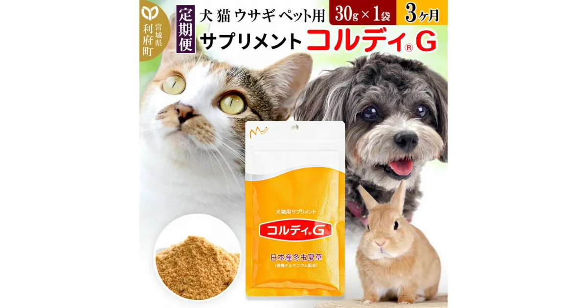 【ふるさと納税】《定期便3ヶ月》犬 猫 ウサギ ペット用サプリメント(コルディG) 30g×1袋 3か月 3ヵ月 3カ月 3ケ月