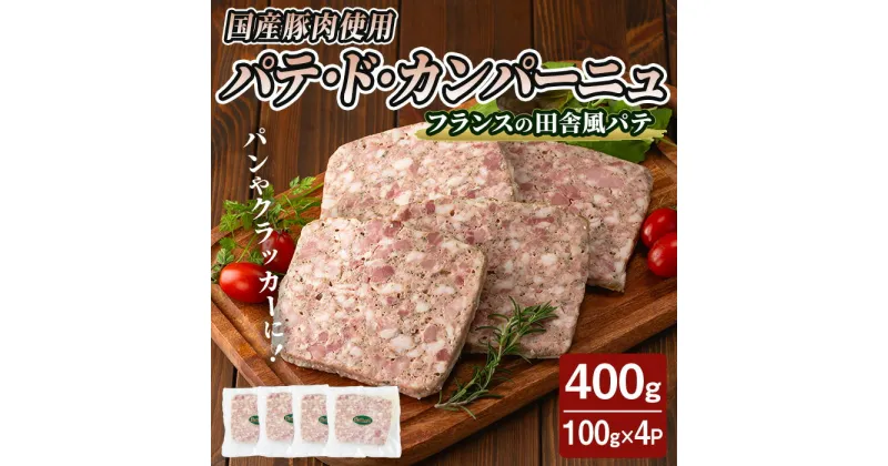 【ふるさと納税】国産豚肉使用！パテドカンパーニュ 400g （100g×4パック） テリーヌ パテ シャルキュトリ パン クラッカー 豚レバー 手作り ワインのおつまみに 肉 加工品 小分け 冷蔵 【有限会社コブレンツ】ta397